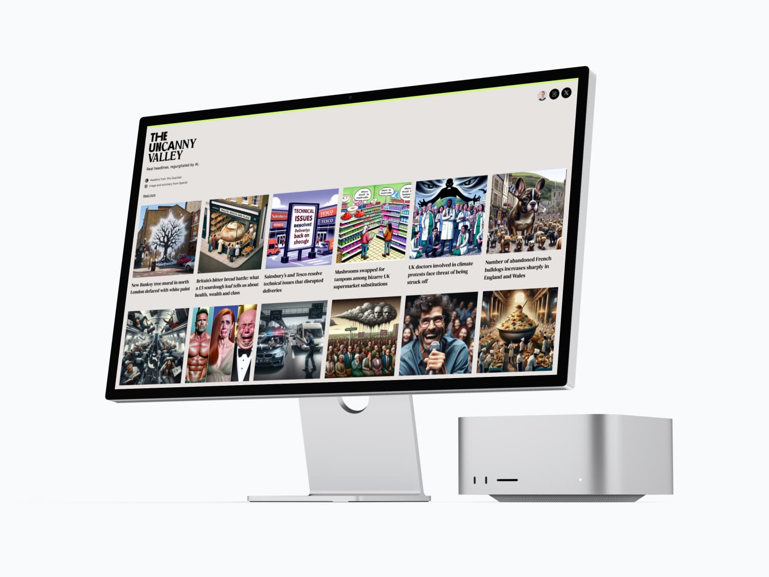 A screenshot of The Uncanny Valley shown on a desktop computer