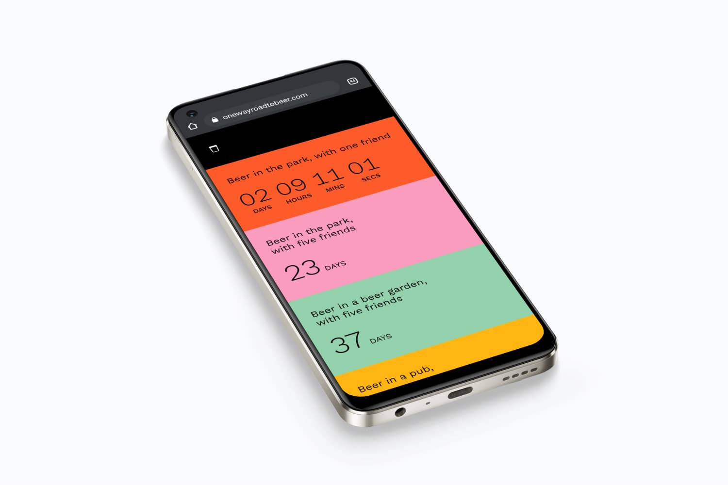 Screenshot of the homepage on mobile